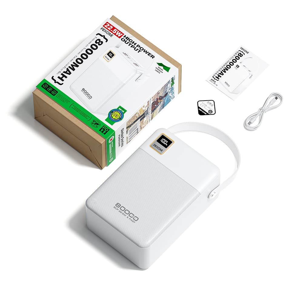 מטען נייד 80,000mAh עם טעינה מהירה PD 22.5W USB-C ו-4 חיבורי USB