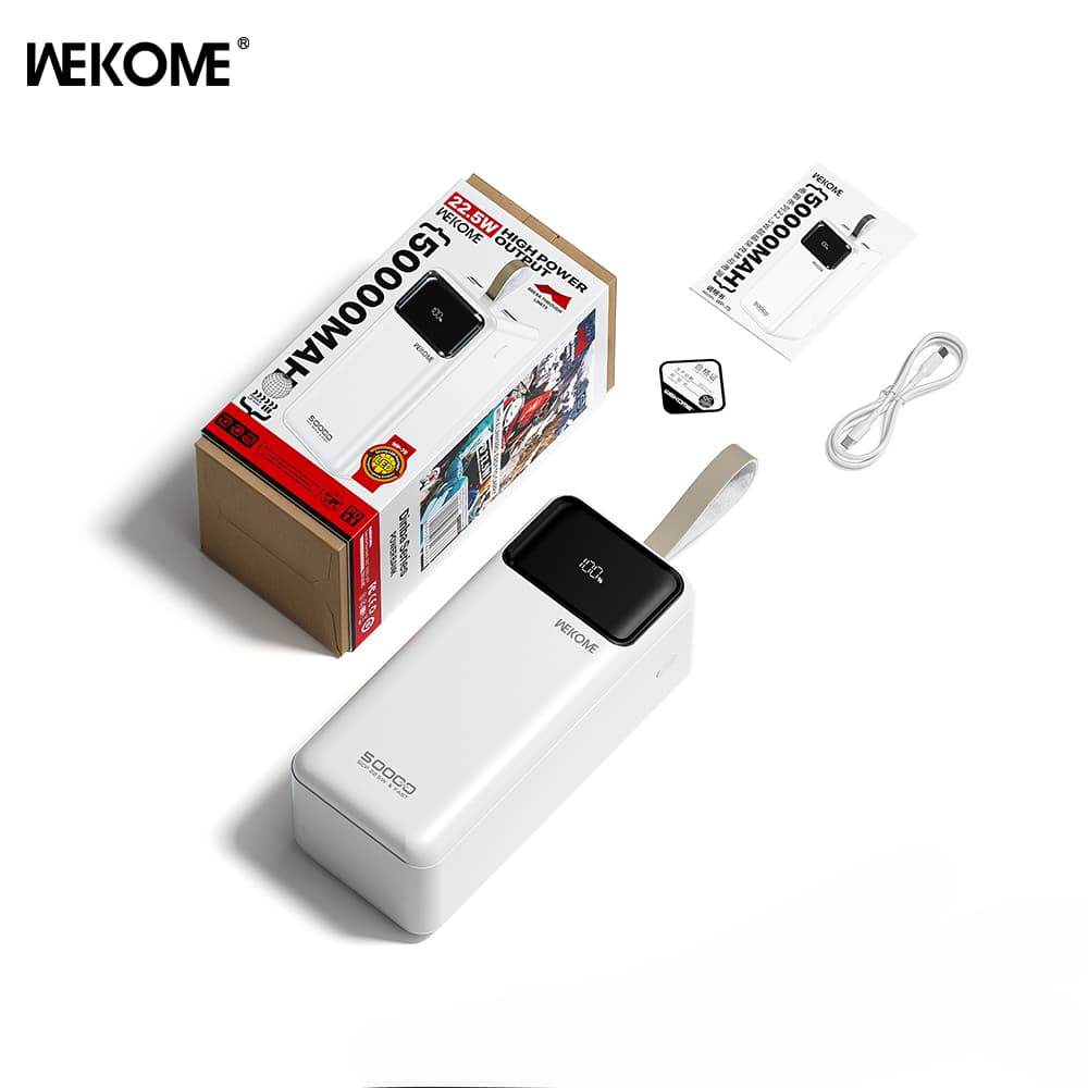 מטען נייד 50,000mAh עם טעינה מהירה  22.5W USB-C דגם WEKOME WP-75