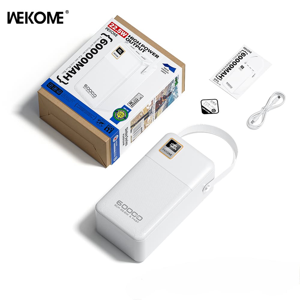 מטען נייד 60,000mAh עם טעינה מהירה  22.5W USB-C דגם WEKOME WP-76