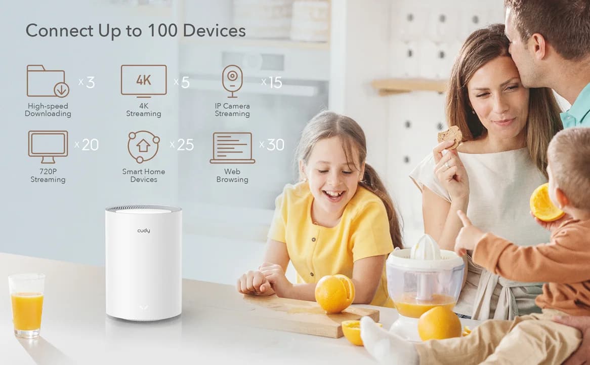 ראוטר מגדיל טווח CUDY M1800(1-Pack)-IL AX1800 Wi-Fi6 Mesh Solution