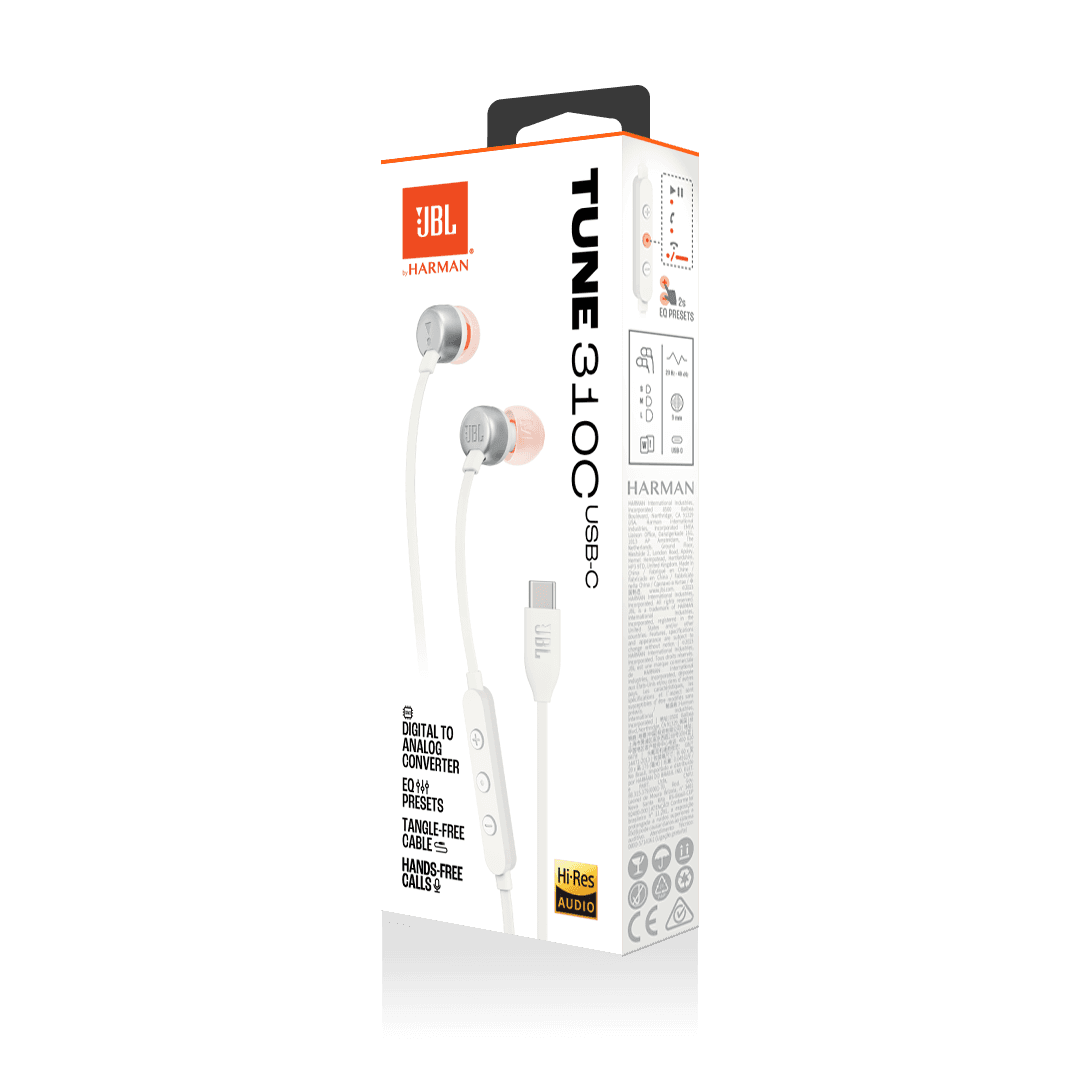 אוזניות JBL Tune 310C - Type-C לבן