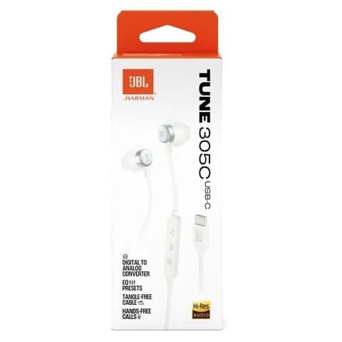 אוזניות JBL Tune 305C - Type-C לבן
