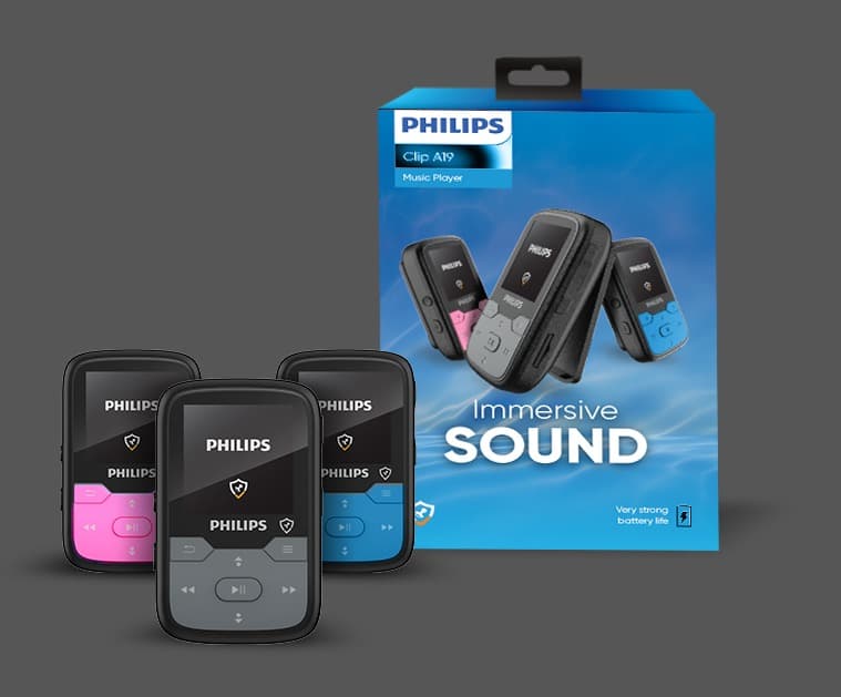 נגן Philips Clip R2 פיליפס כחול כולל רדיו