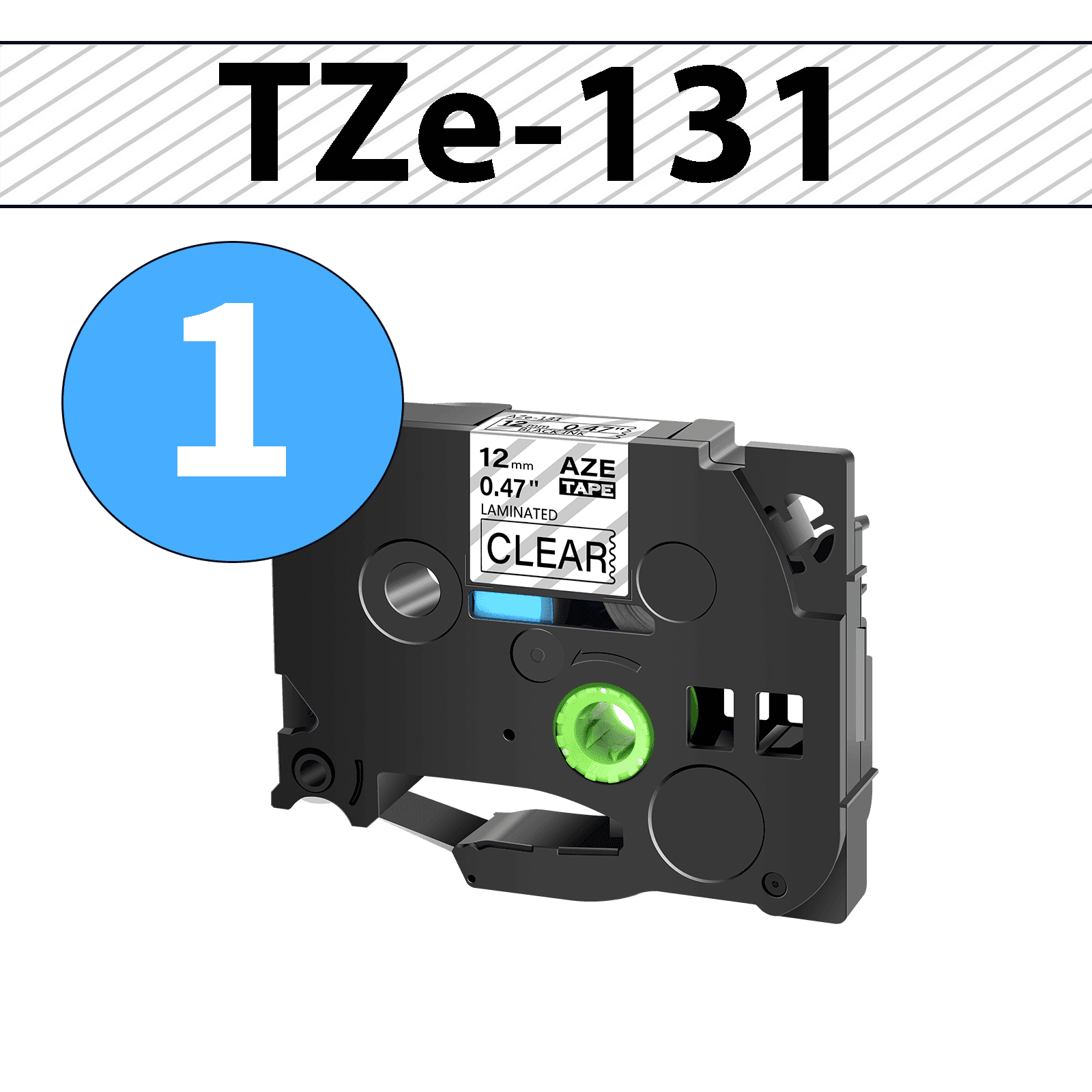 סרט מדבקה TZe-131 תואם פרימיום שחור על שקוף 12 מ״מ
