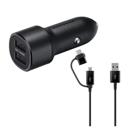מטען סמסונג מקורי לרכב 2 יציאות Samsung TYPE-C +Micro 15W יבואן רשמי