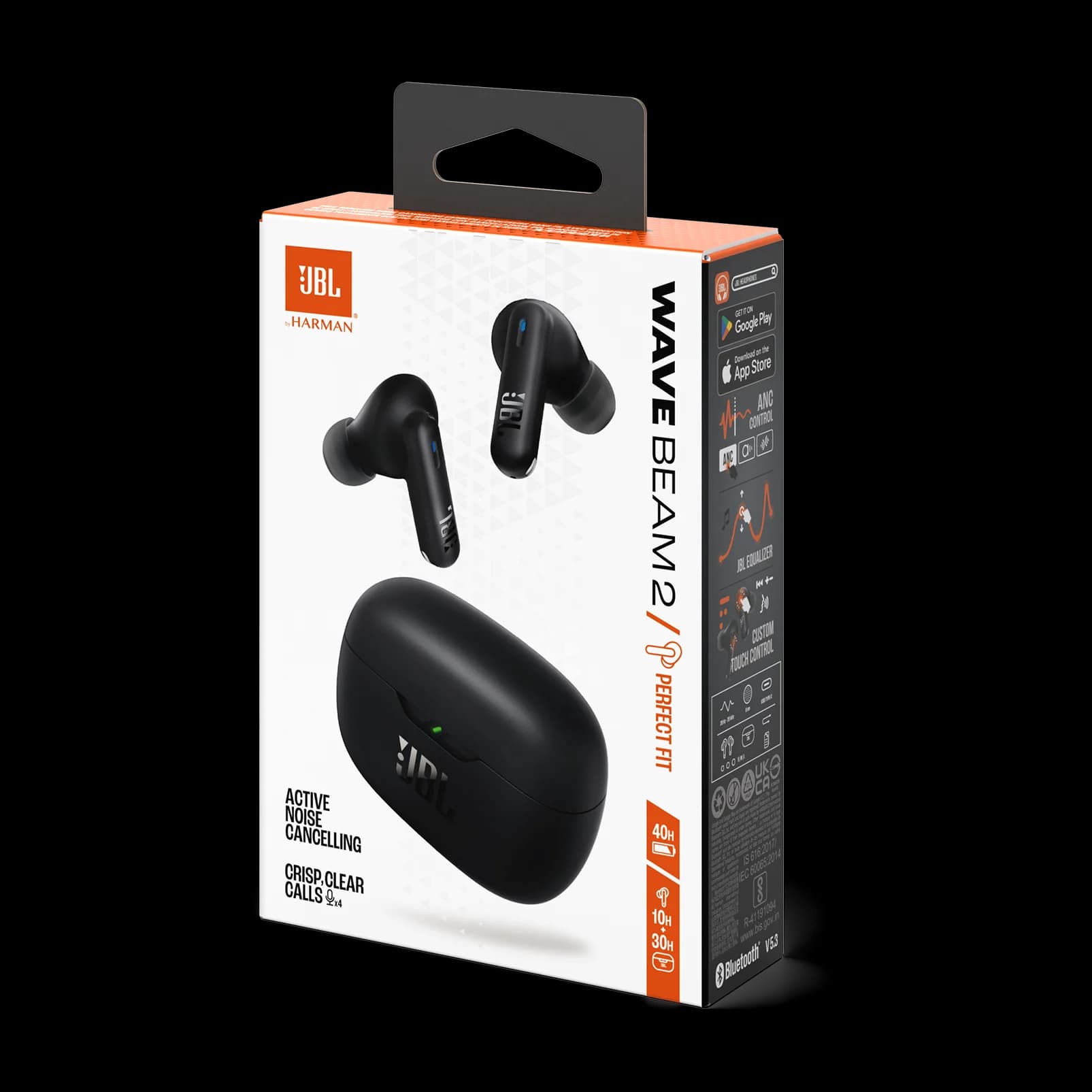 אוזניות  אלחוטיות JBL Wave Beam 2 שחור- יבואן רשמי