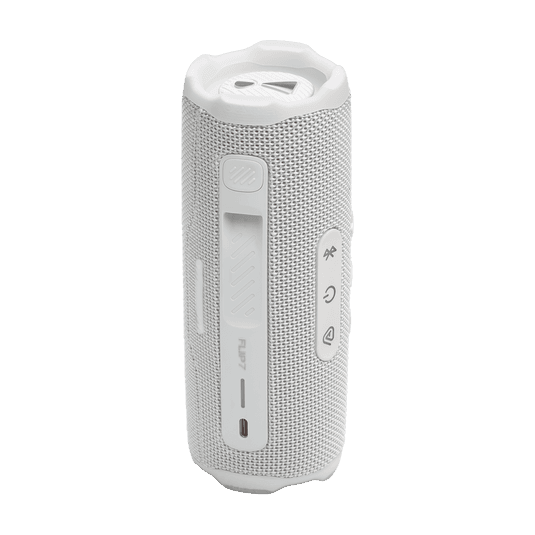 רמקול בלוטות' JBL Flip 7 לבן עם כפתורי שליטה