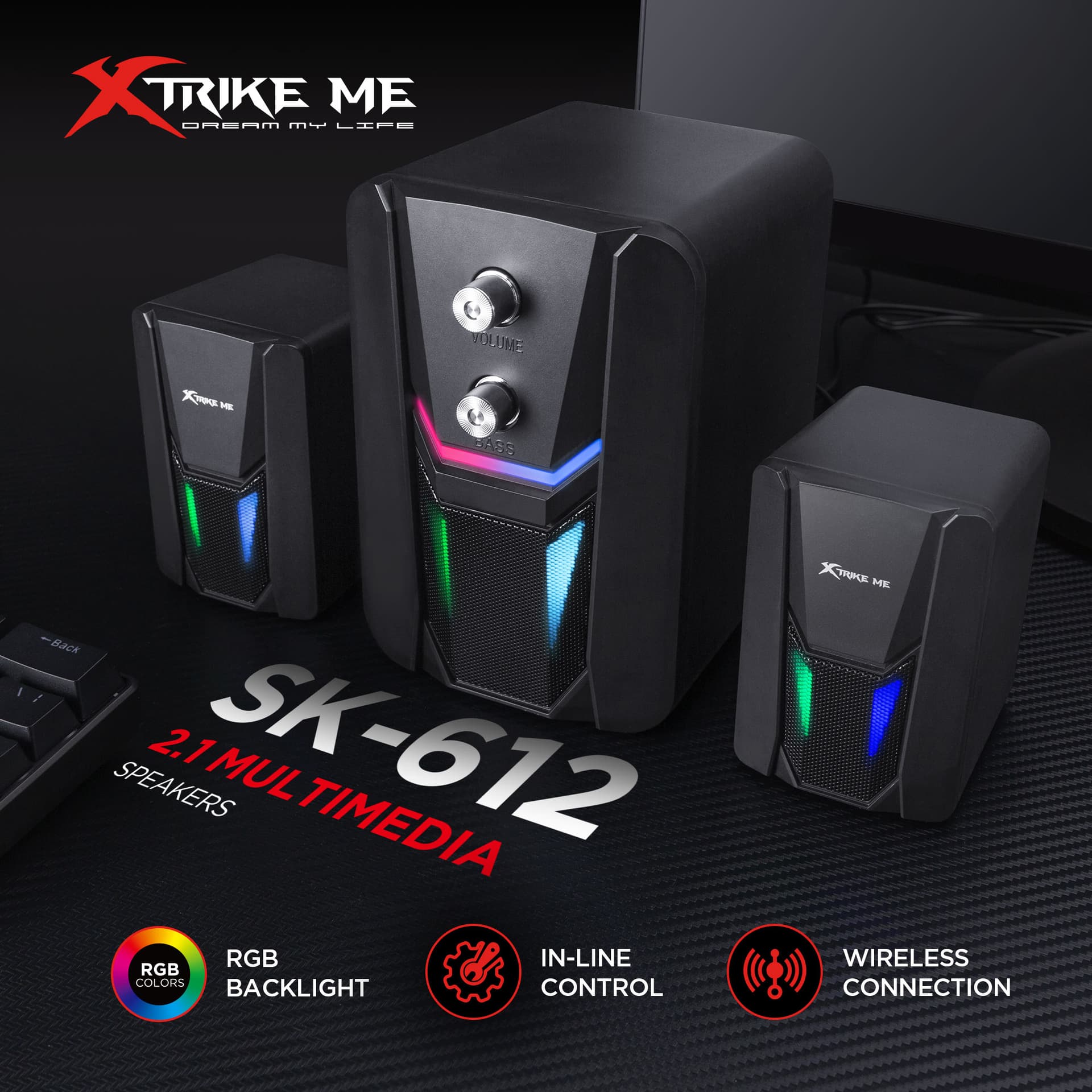 רמקולים למחשב גיימינג Xtrike ME SK-612 11W LED