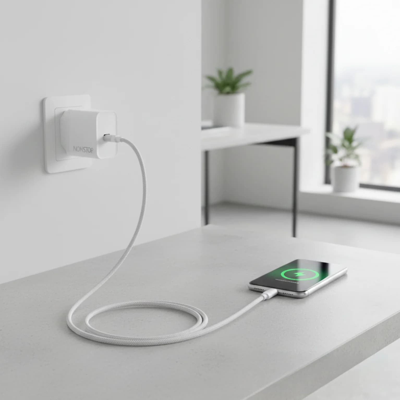 מטען קיר לבן NONSTOP PowerLine PD 20W USB-C