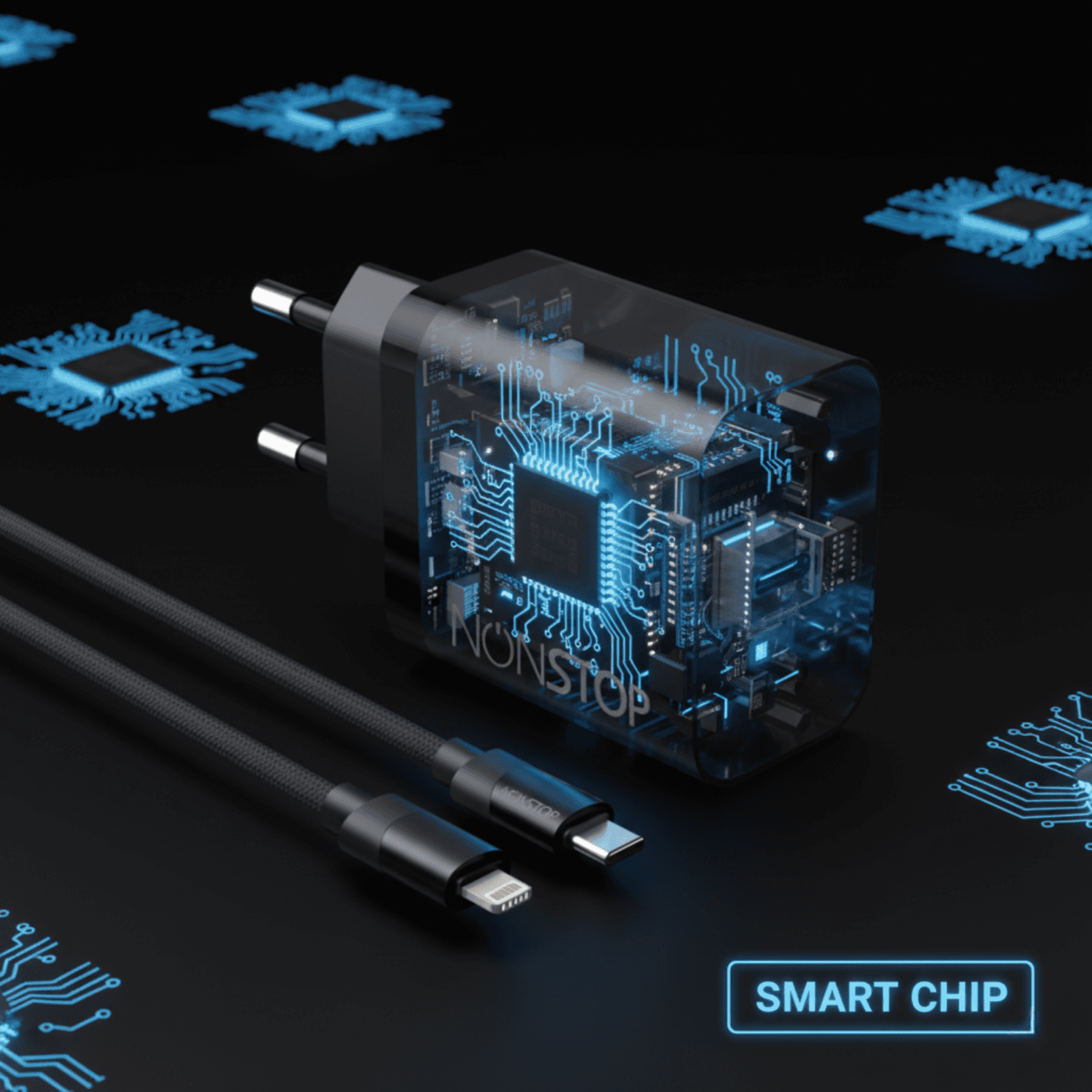מטען קיר שחור NONSTOP PowerLine 20W USB-C PD