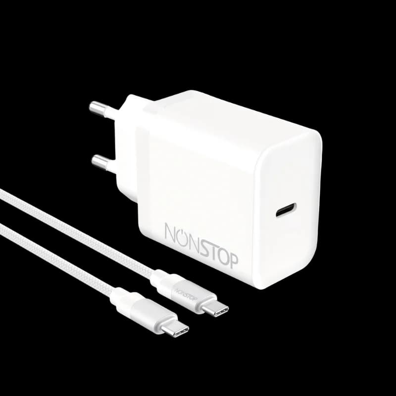 מטען קיר לבן NONSTOP PowerLine PD 20W+כבל USB-C