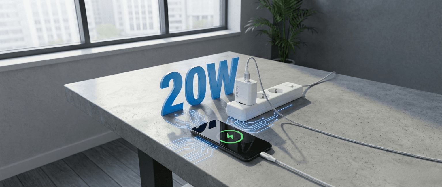 מטען קיר לבן NONSTOP PowerLine PD 20W+כבל USB-C