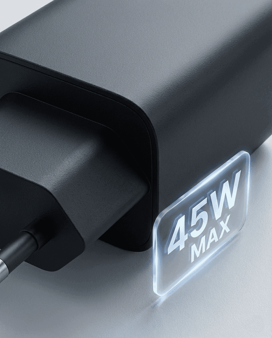 מטען קיר שחור 2 יציאות NONSTOP PowerLine 45W USB-C PD