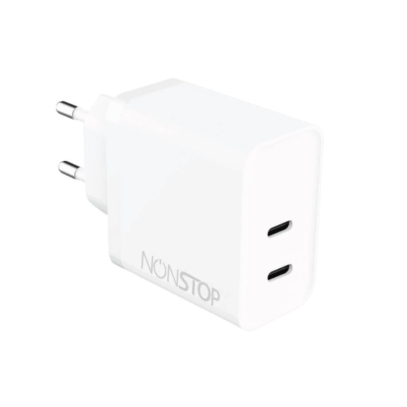 מטען קיר לבן2 יציאות NONSTOP PowerLine 45W USB-C PD