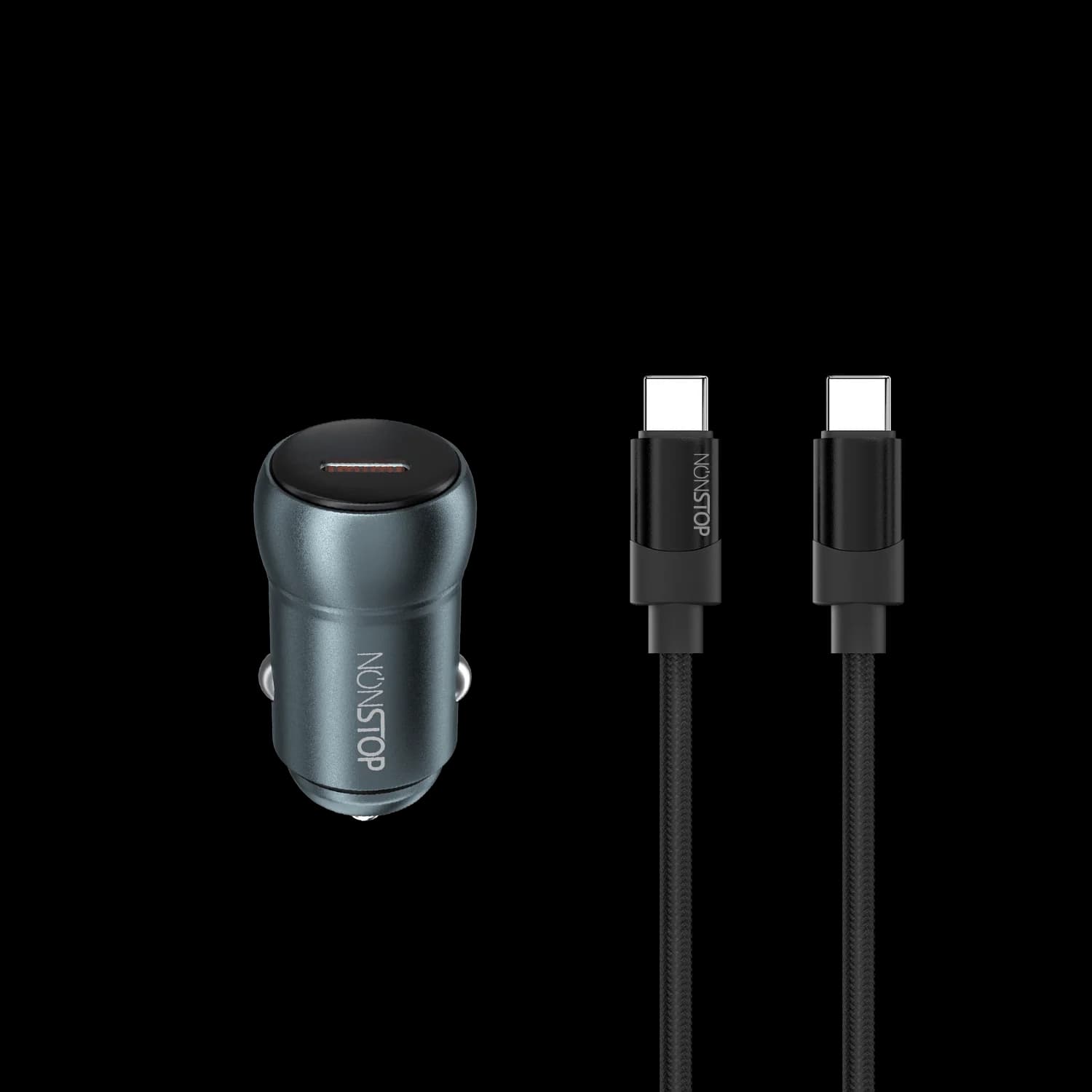 מטען רכב + כבל NONSTOP PowerLine PD 30W USB-C to USB-C