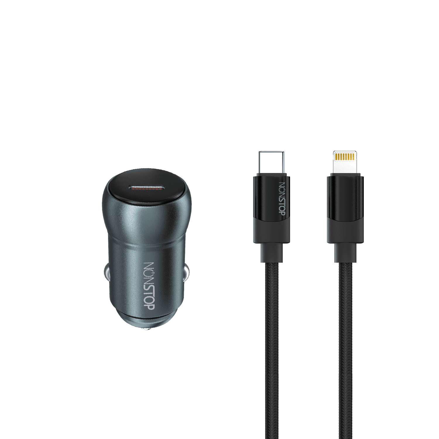 מטען רכב + כבל NONSTOP PowerLine PD 30W USB-C to Lightning