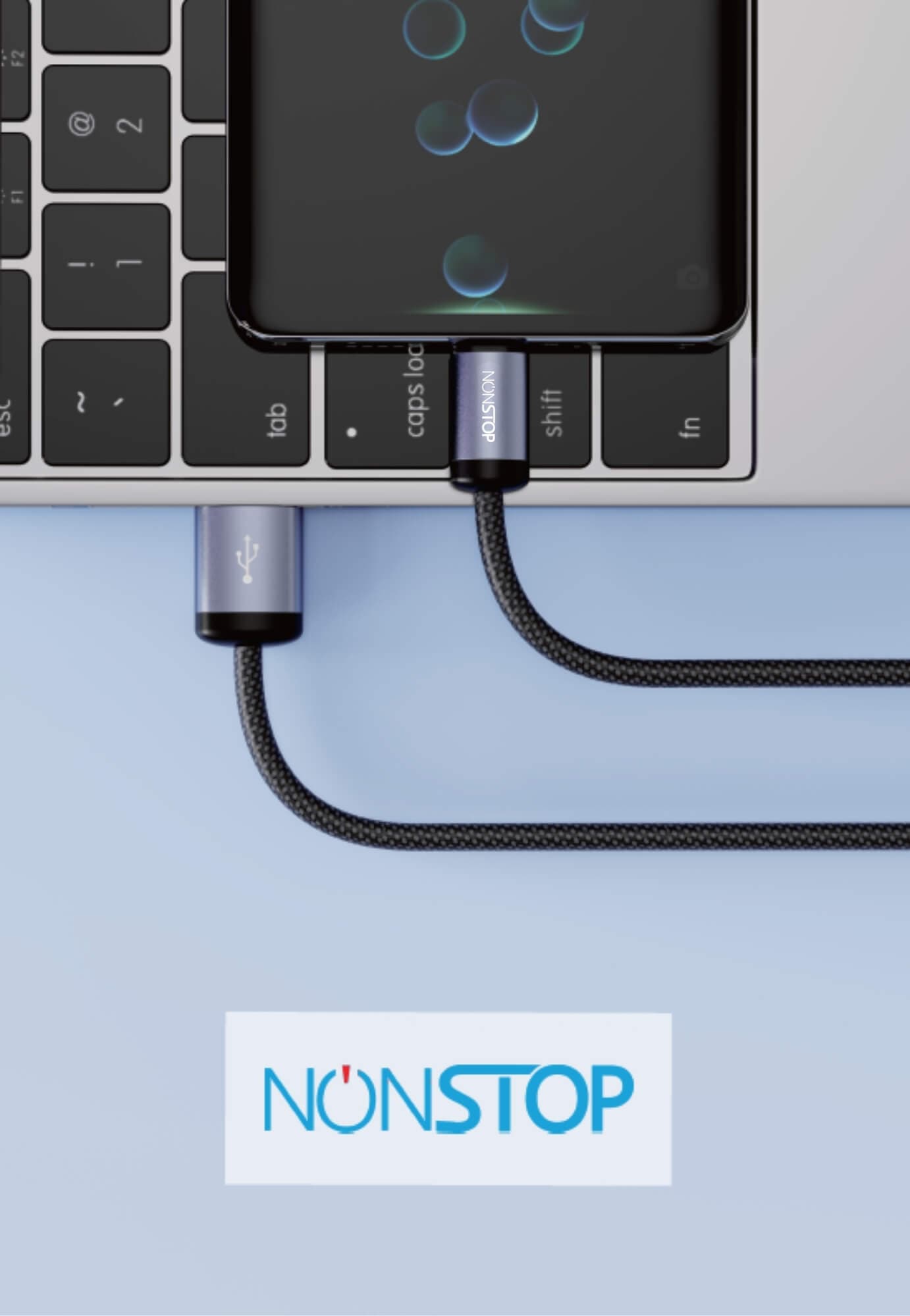 כבל טעינה וסנכרון NONSTOP PowerLine USB-A to USB-C 22.5W