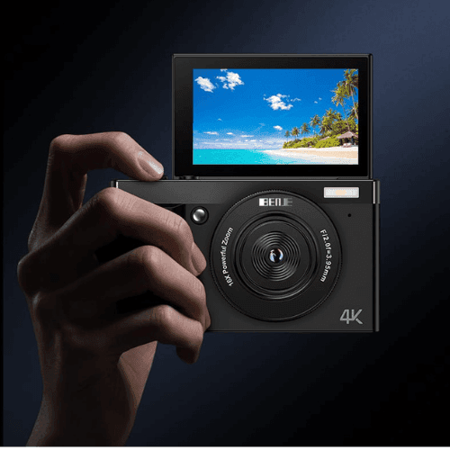 מצלמה קומפקטית בעברית עם מסך מתכוונן Flash Pro Max - לבן