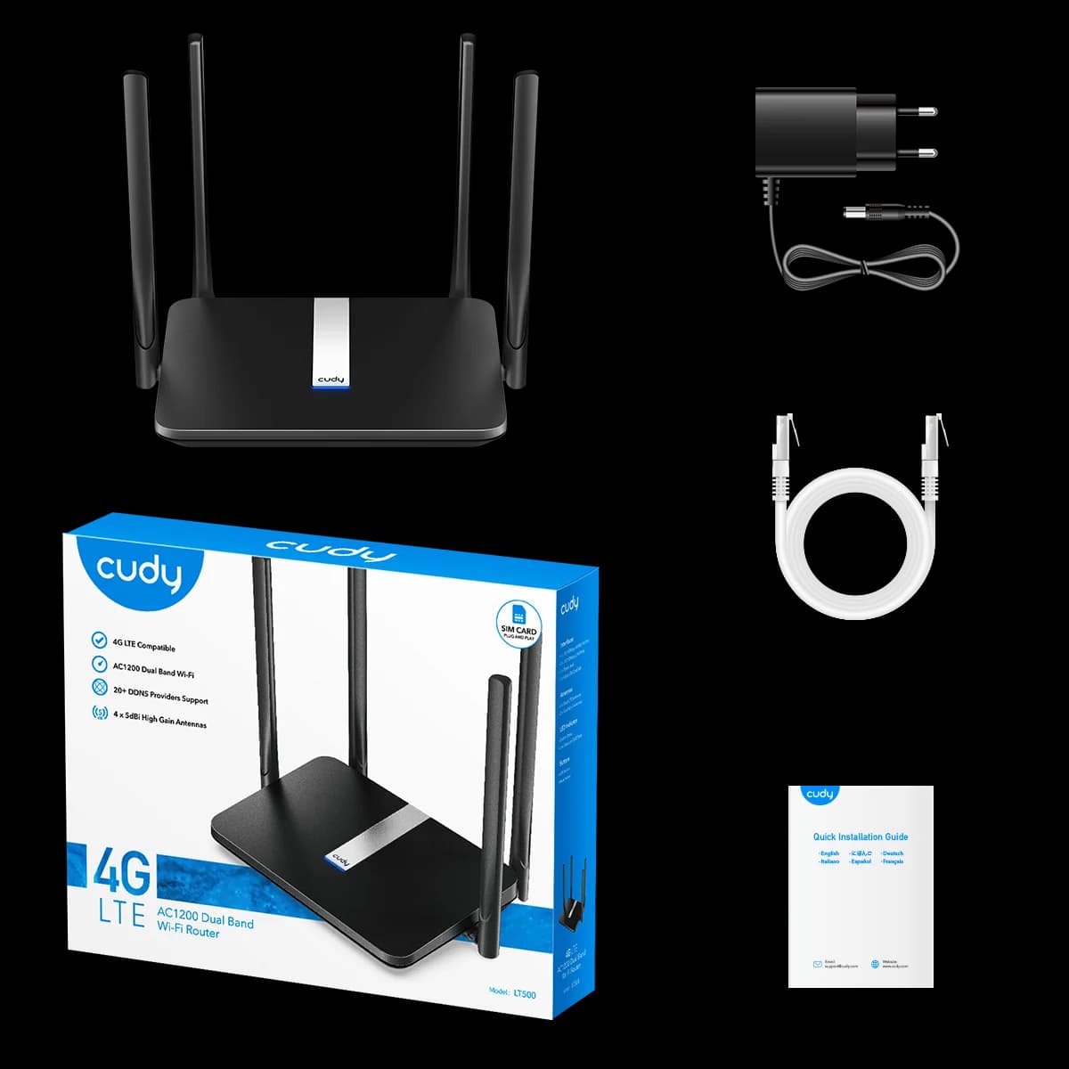ראוטר אלחוטי + סלולרי CUDY LT500 4G LTE 150Mbps + WiFi 300Mbps