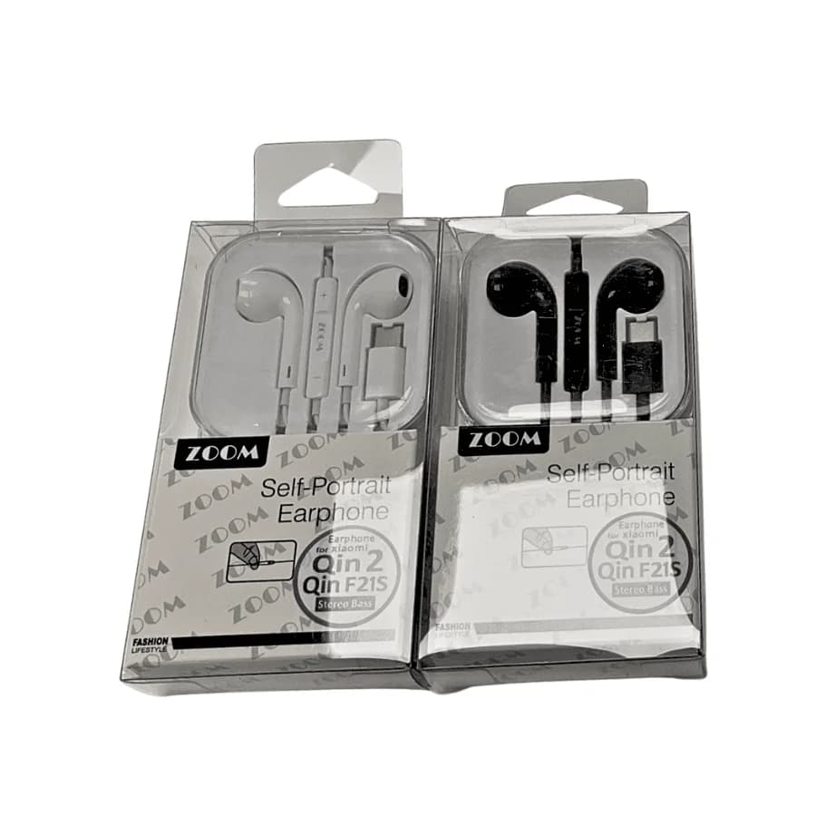 אוזניות כפתור  TYPE-C ZOOM לבן QIN2/F21