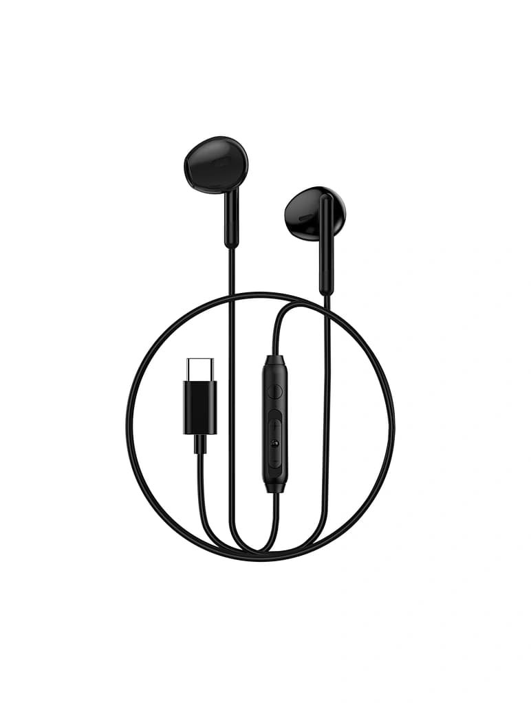 אוזניות לטלפון עם חיבור טייפ סי WiWU EarBuds EB314 Type-C - צבע שחור