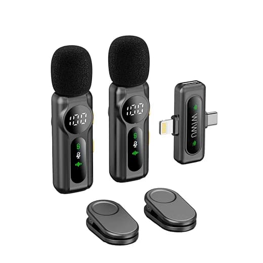 זוג מיקרופונים אלחוטיים לסמארטפון WIWU Wi-WM007 TYPE-C/ Lightning