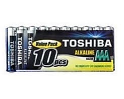 מארז 10 סוללות גדולות TOSHIBA טושיבה גודל AAA
