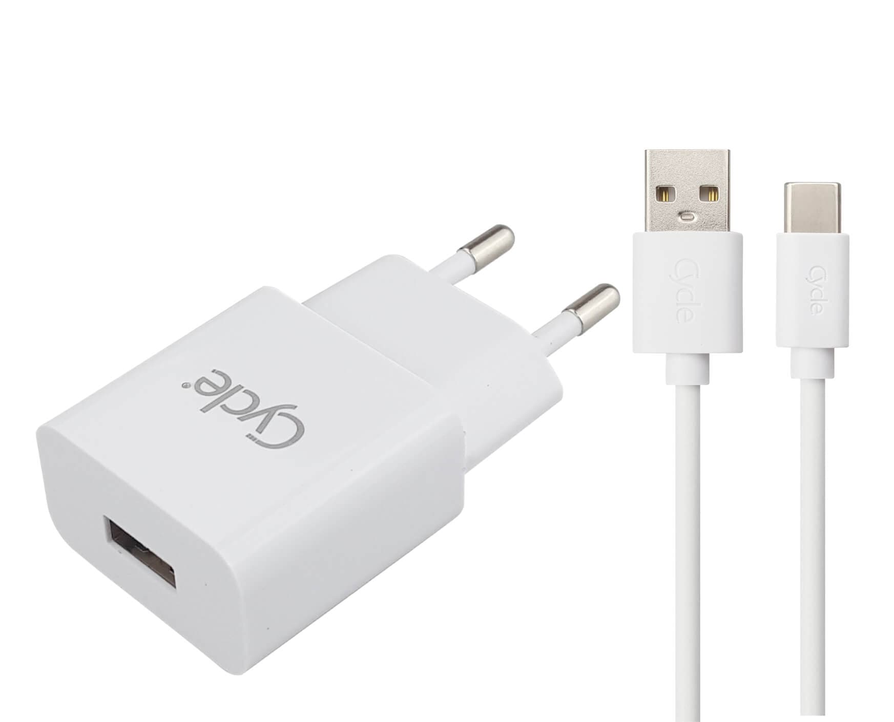 מטען בית Cycle CYH1A-T עם יציאת USB + כבל Type-C