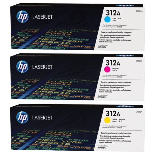 סט 3 טונרים צבעוניים מקוריים HP 312A CF440AM (הספק 2,700 דף לכל צבע)