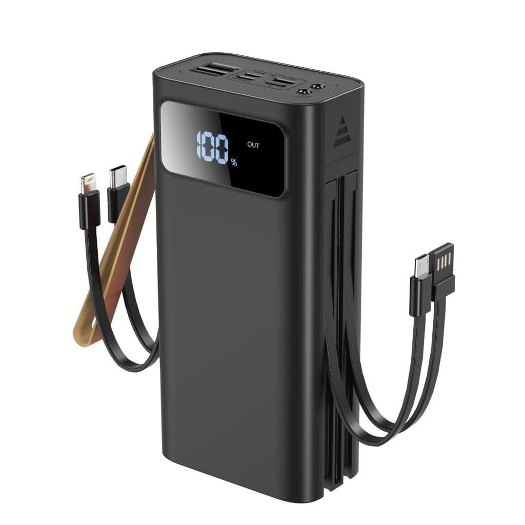 מטען נייד 30,000mAh XO PR142 עם כבלים מובנים