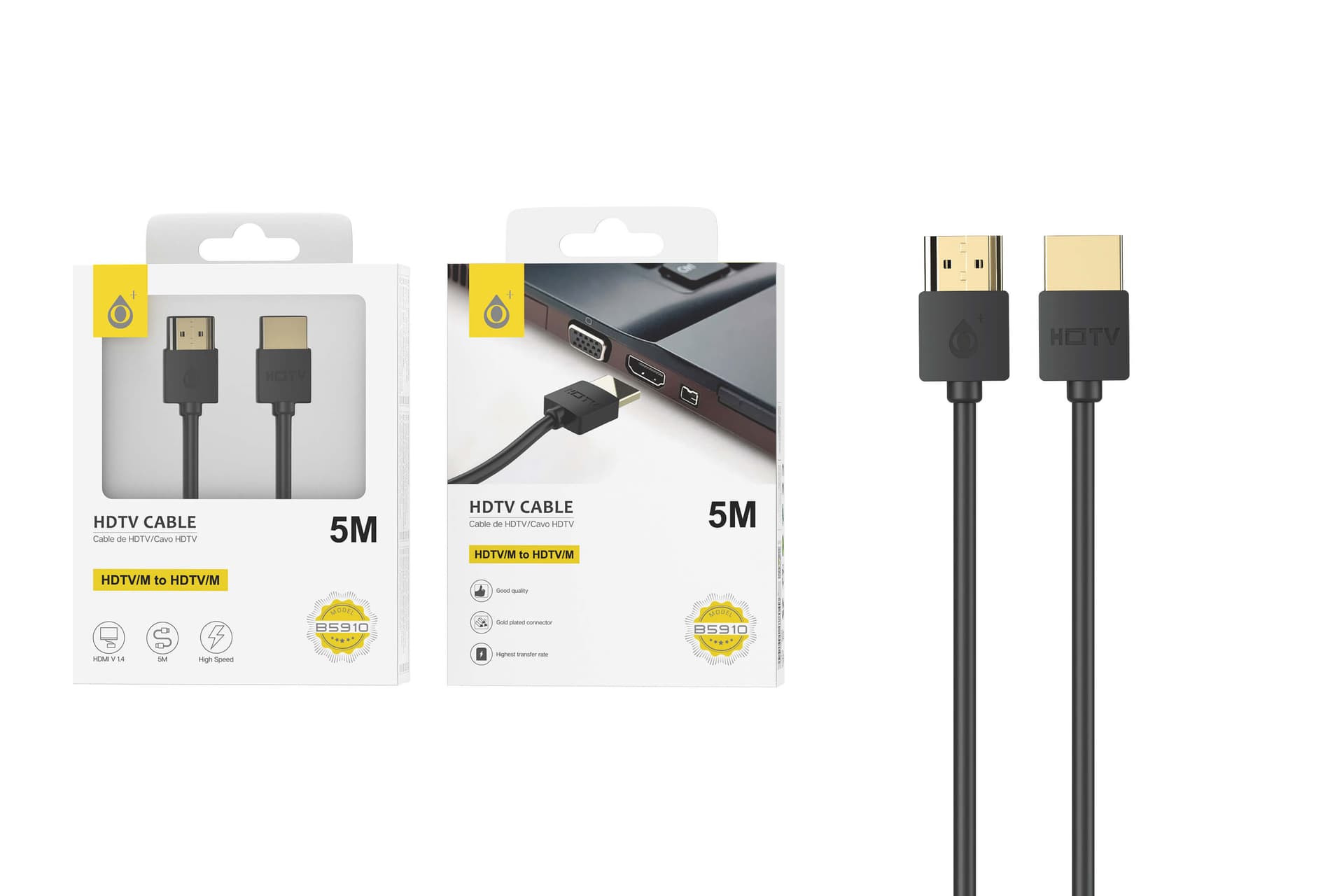 כבל HDMI 1.4 איכותי One Plus B5910 באורך 5 מטר
