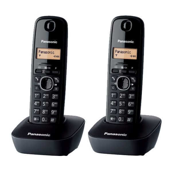 זוג טלפונים אלחוטיים Panasonic KXTG1612 פנסוניק - שחור