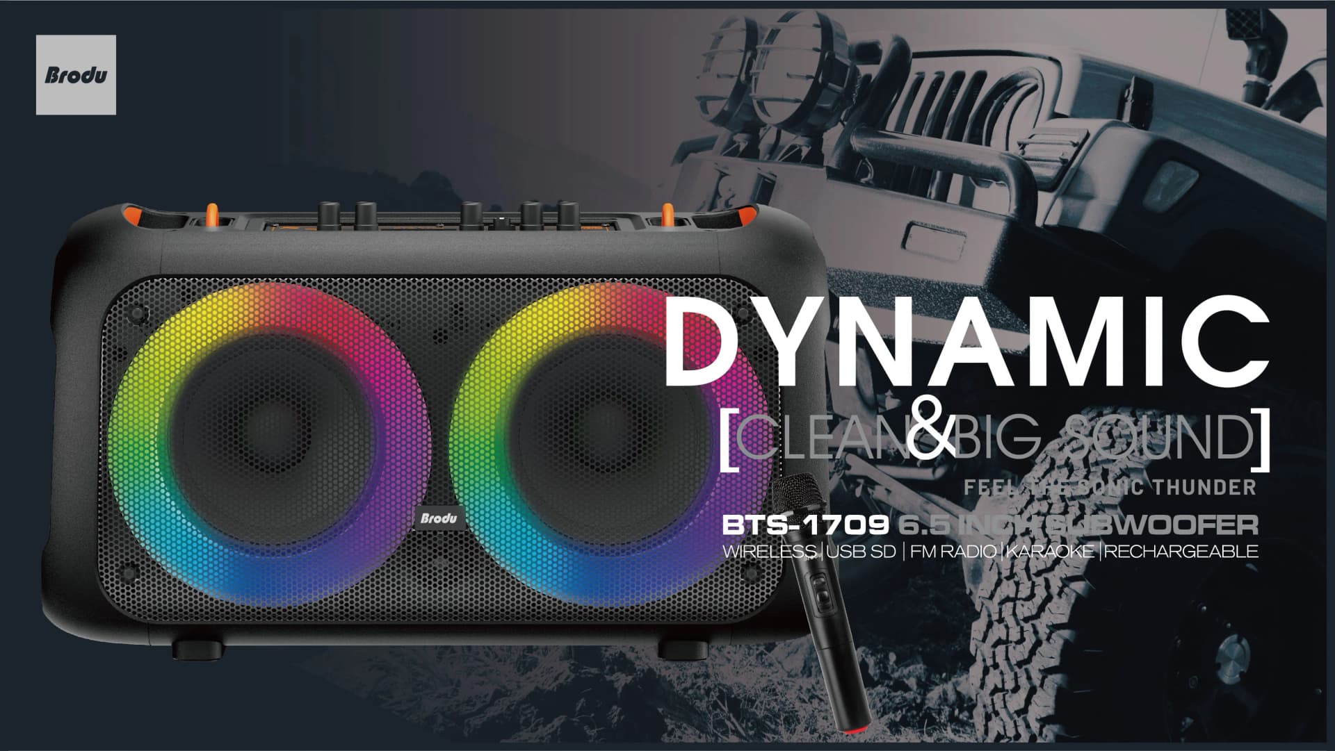 בידורית Bluetooth עם מיקרופון אלחוטי דגם Brodu BTS-1709