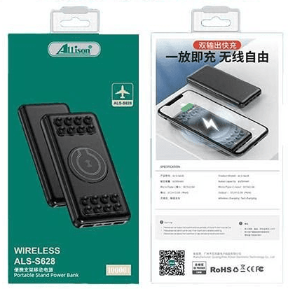 מטען נייד Allison ALS-S628 6,200mA + טעינה אלחוטית