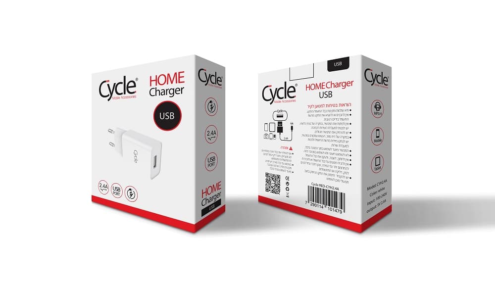 מטען קיר Cycle CYH2.4A RED עם יציאת USB