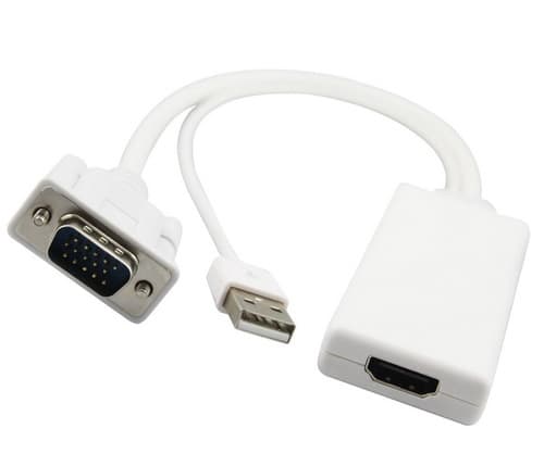 כבל מתאם VGA זכר ל-HDMI נקבה כולל שמע דרך USB דגם Dagan HDCN03M2