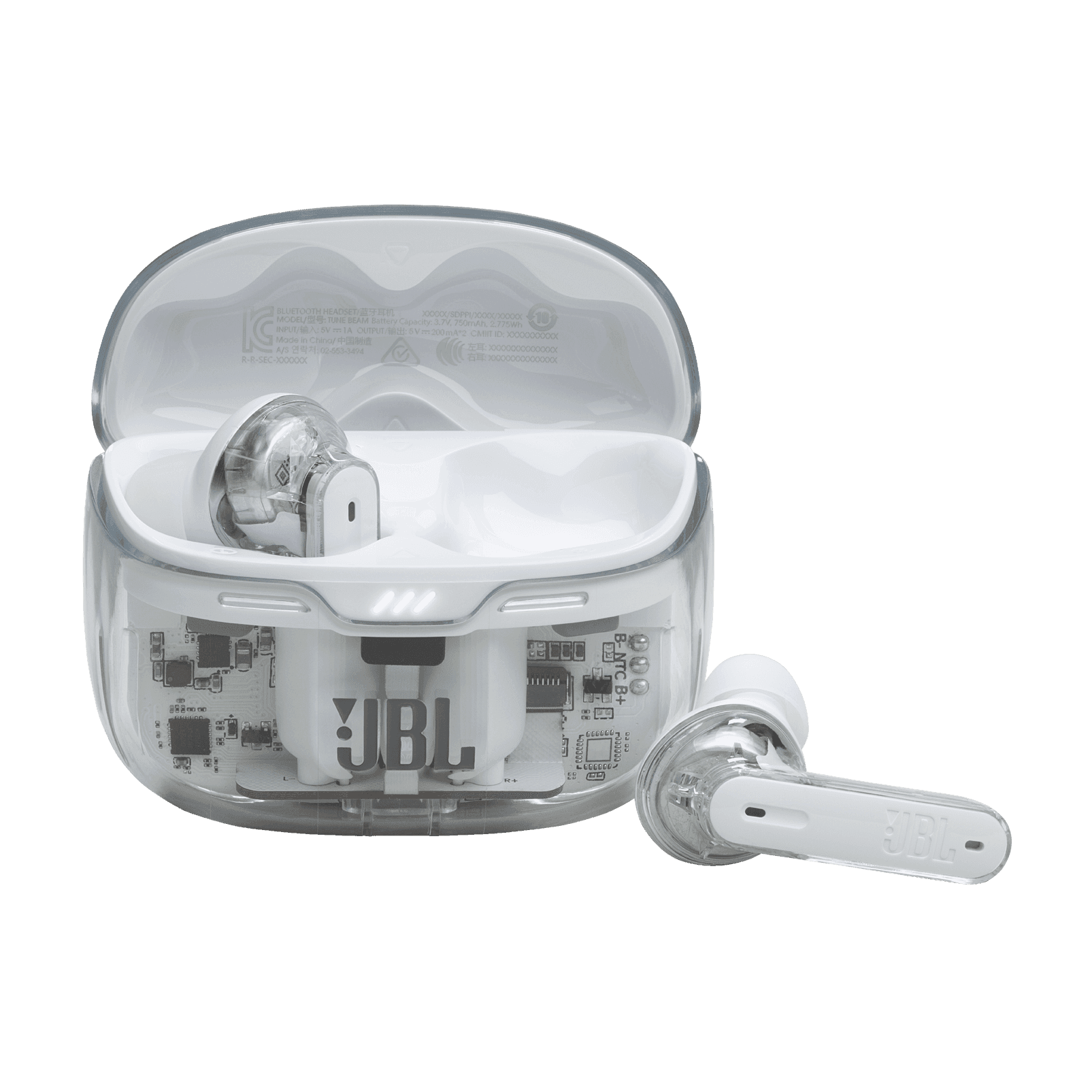 אוזניות אלחוטיות JBL Tune Beam TWS - לבן שקוף