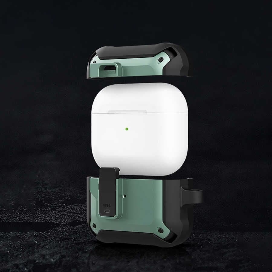 כיסוי קשיח לאוזניות WIWU Mecha AirPods שחור-ירוק