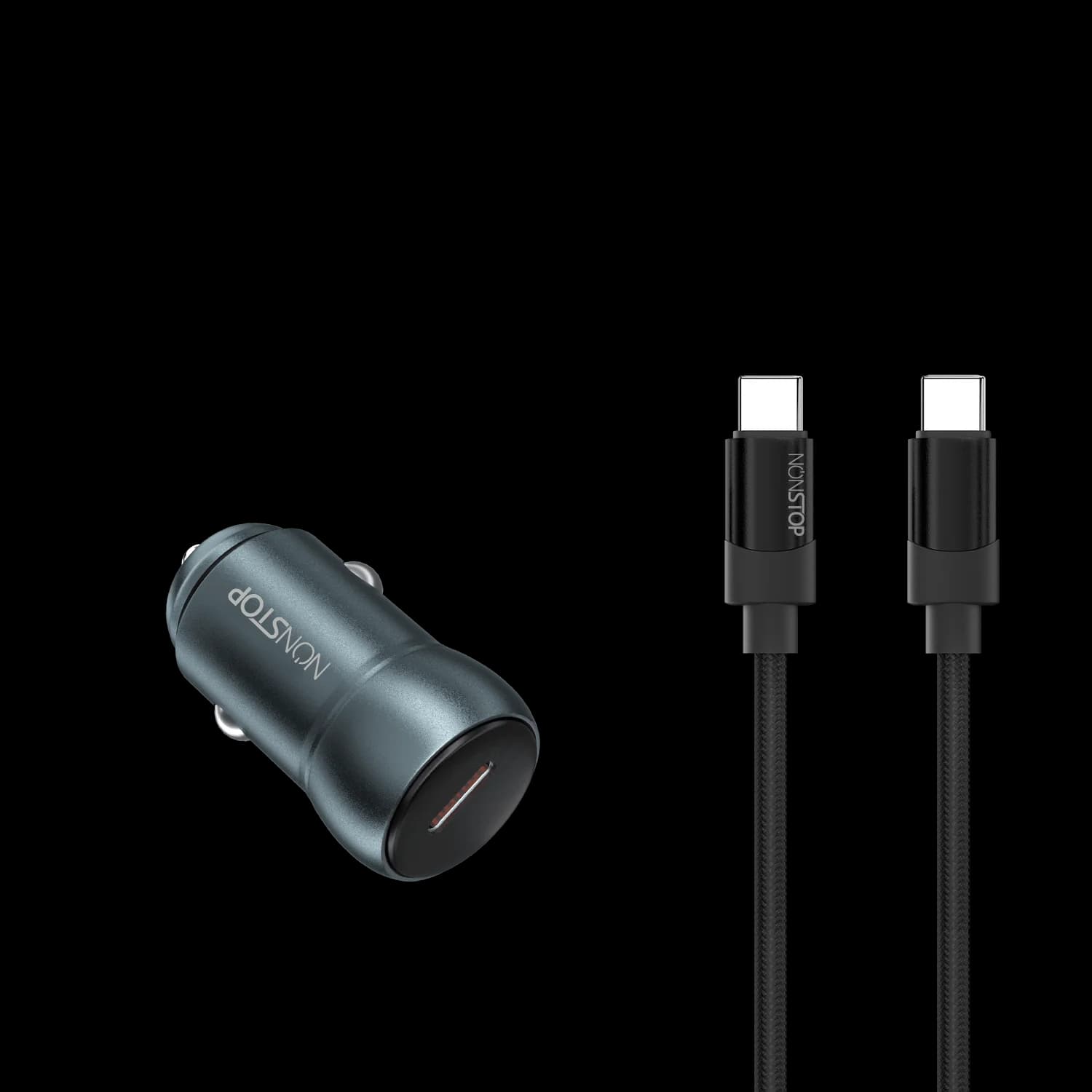 מטען רכב + כבל NONSTOP PowerLine PD 30W USB-C to USB-C