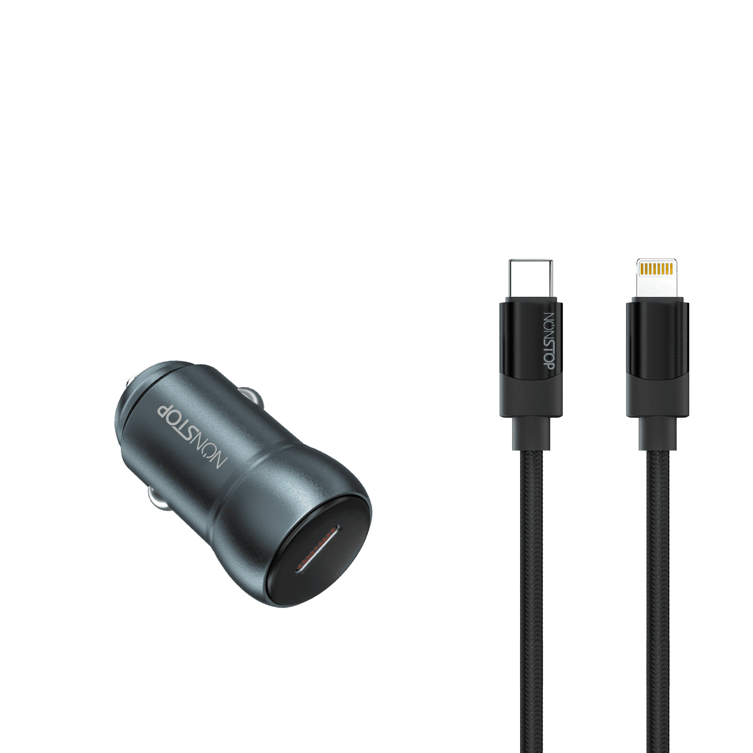 מטען רכב + כבל NONSTOP PowerLine PD 30W USB-C to Lightning